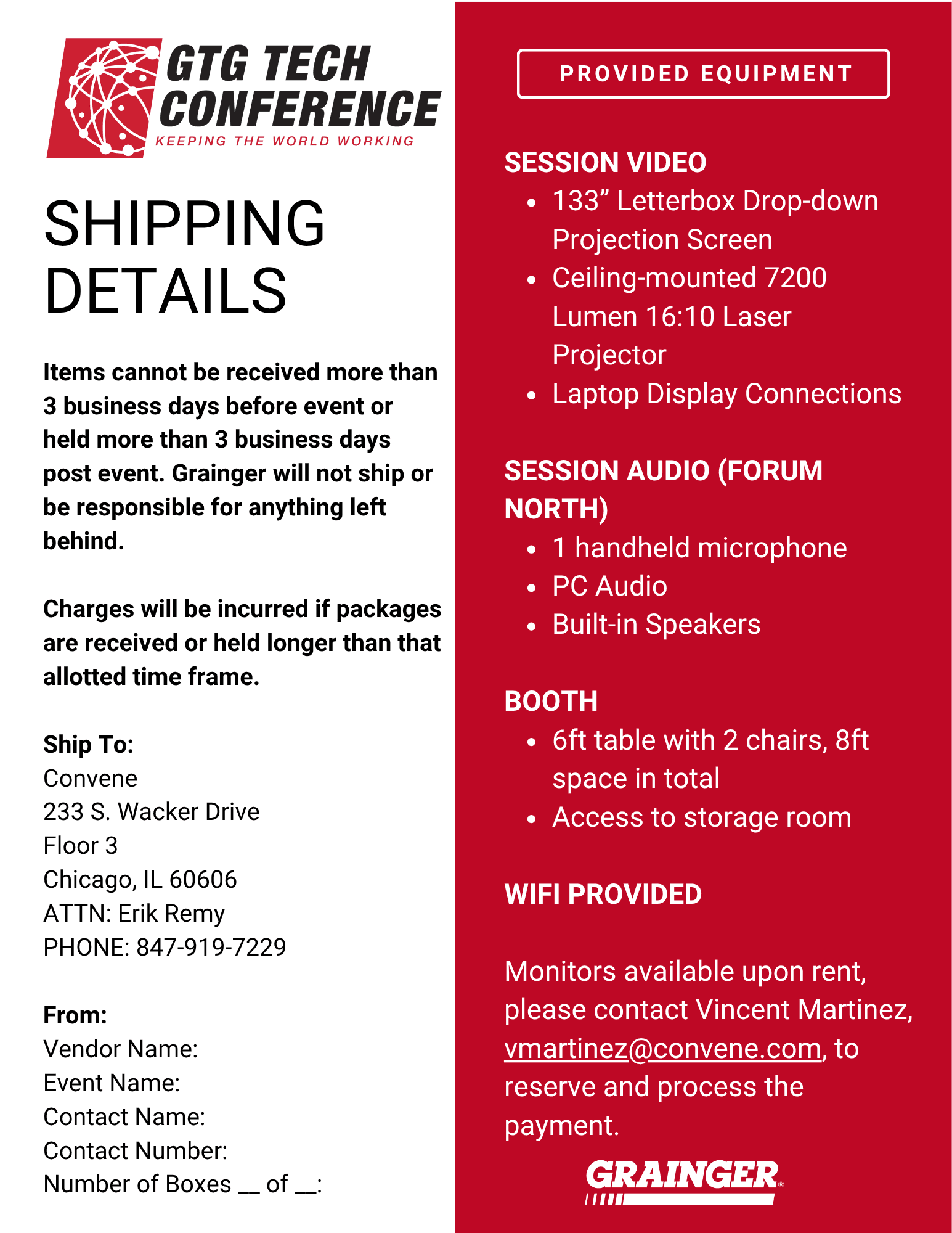 Shipping Information for Sponsors